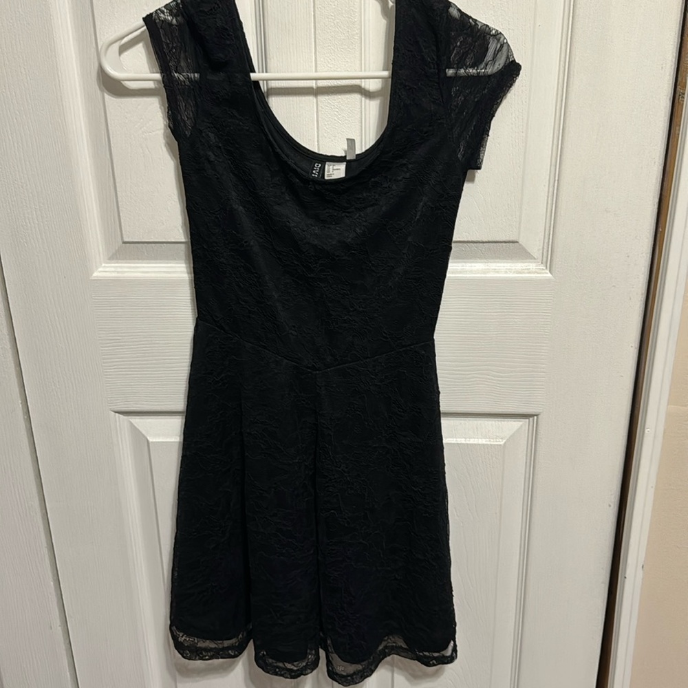 Lace black mini dress